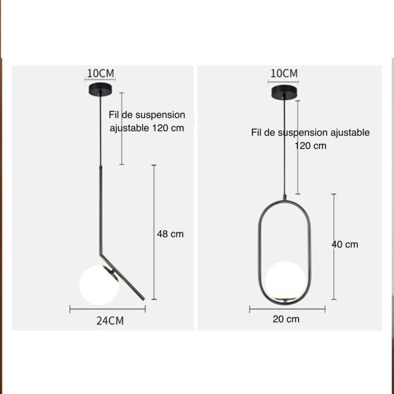Lustre à boules de verre suspendues – Image 9