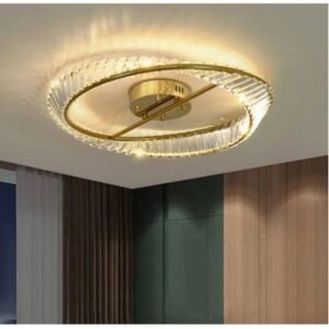 Lustre de plafond en spirale dorée