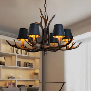 Lustre rustique en bois de cerf
